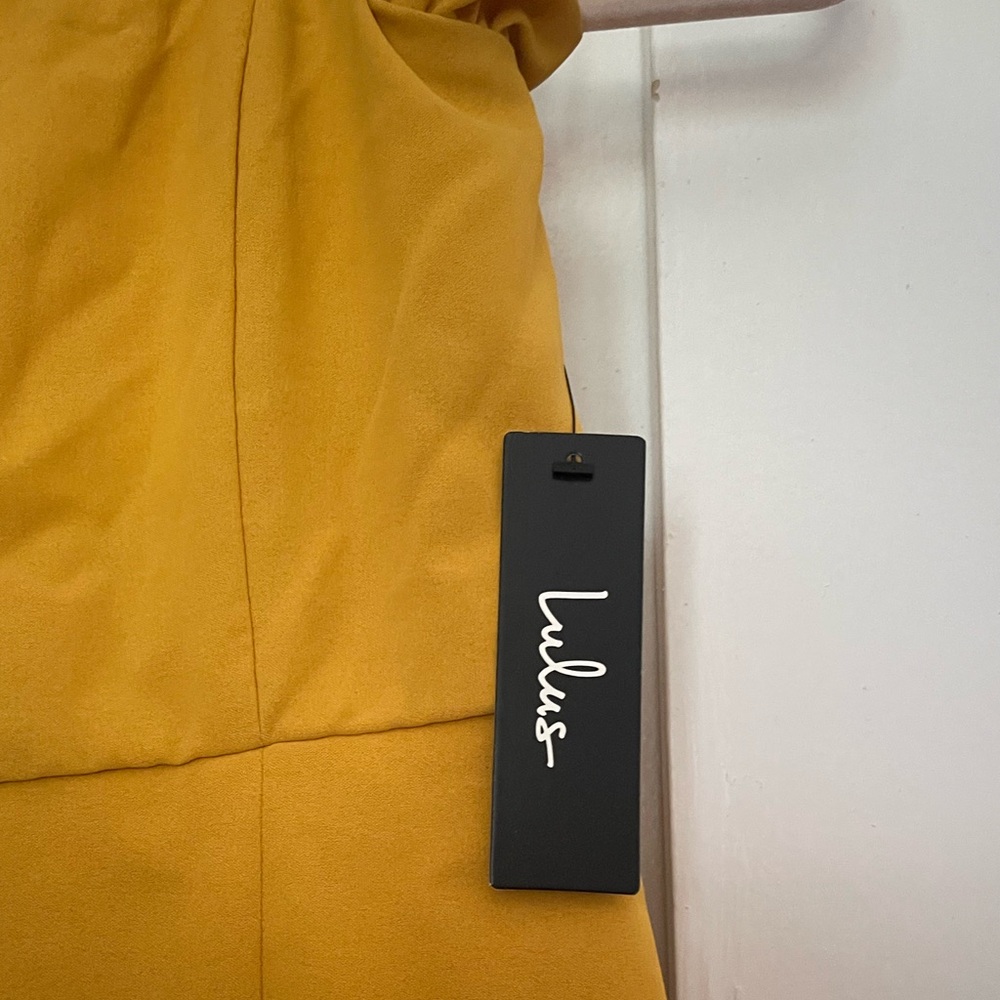 Lulu's Golden Yellow Strapless Ruffled Bodycon Dress - Picture 3 of 5